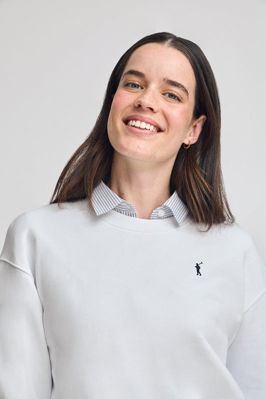 Bluza w kolorze białym, z okrągłym dekoltem i wyszywanym logo Rigby Go