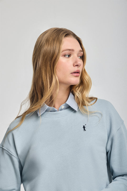 Bluza w kolorze jasnoniebieskim, z okrągłym dekoltem i wyszywanym logo Rigby Go