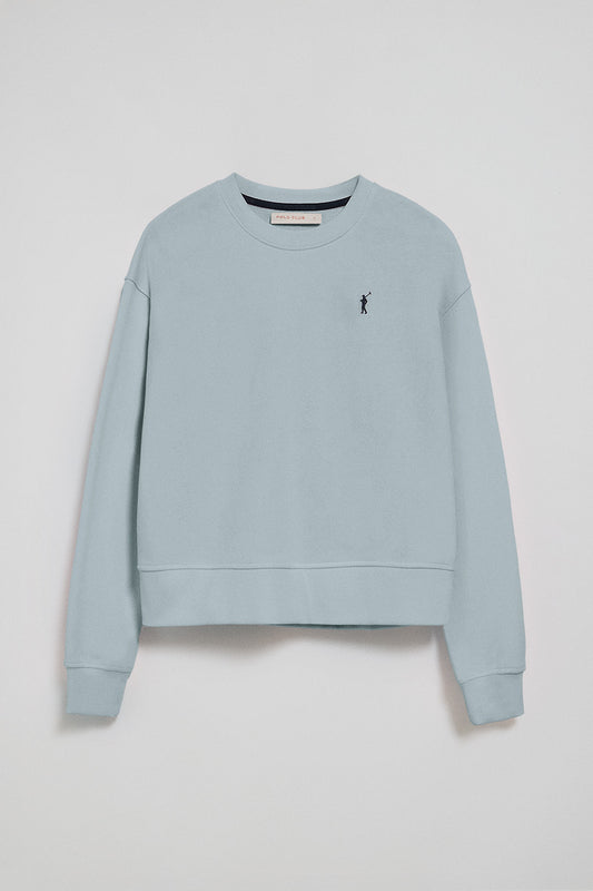 Bluza w kolorze jasnoniebieskim, z okrągłym dekoltem i wyszywanym logo Rigby Go