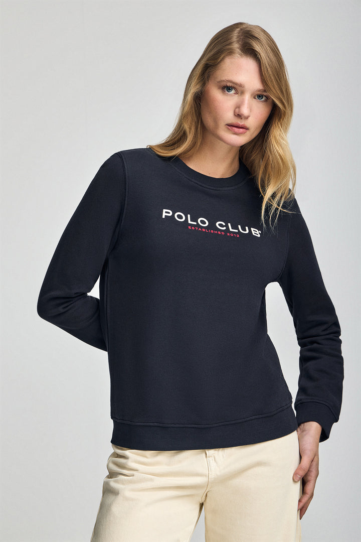 Sweatshirt azul marinho e logo engomado Polo Club