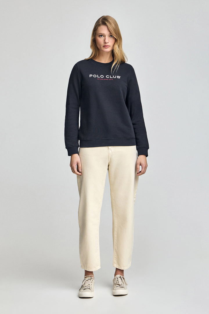Sweatshirt azul marinho e logo engomado Polo Club