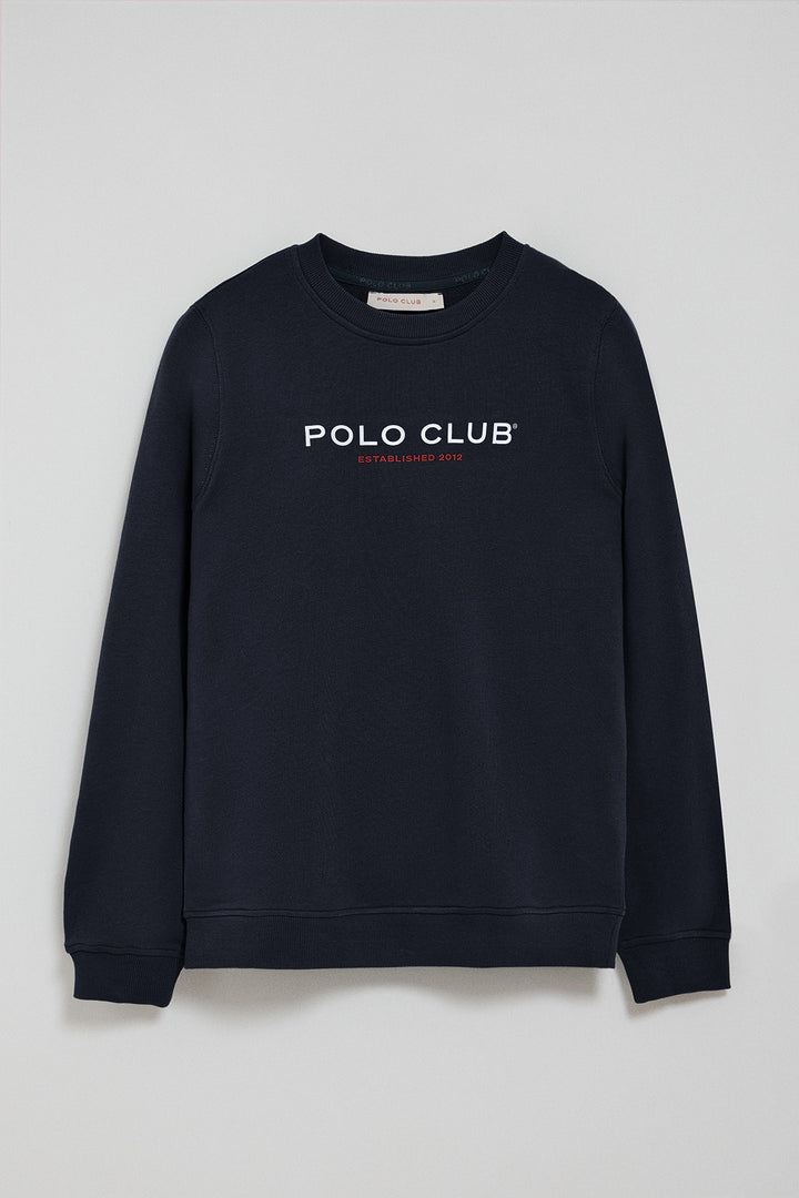 Sudadera azul marino y logo engomado Polo Club