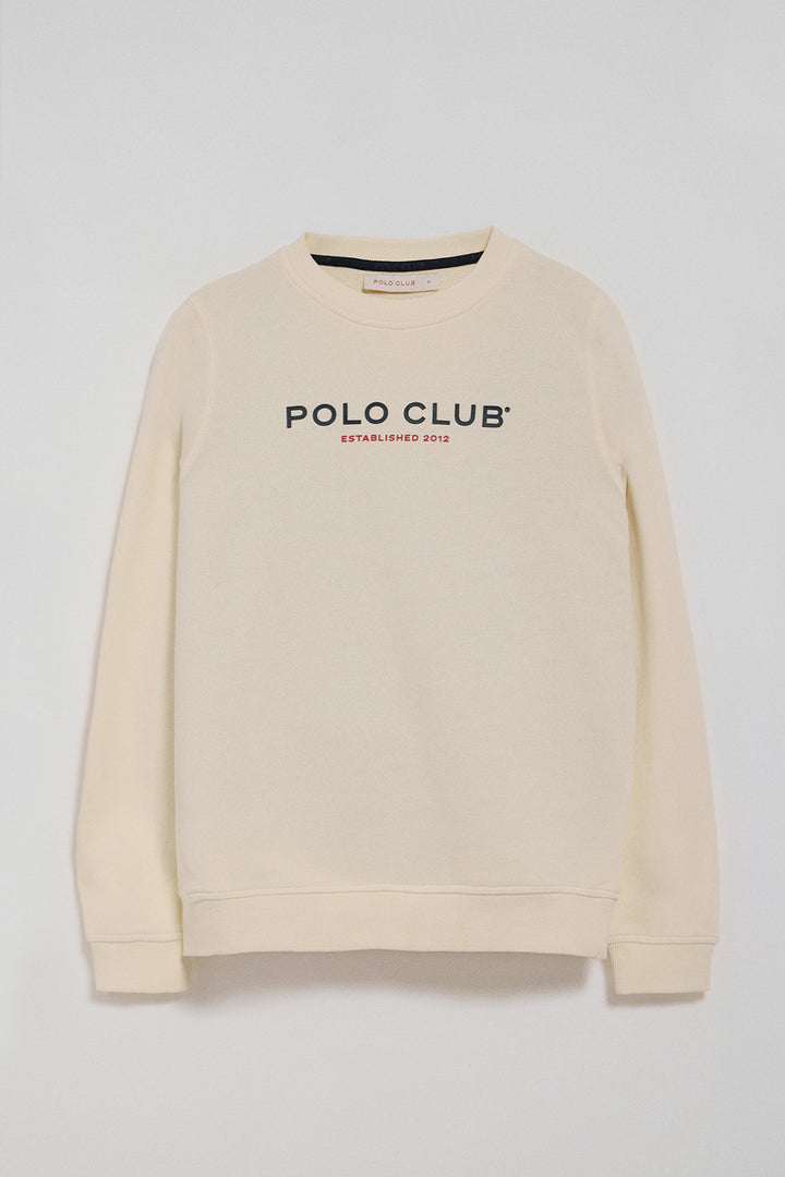 Sudadera color crudo y logo engomado Polo Club