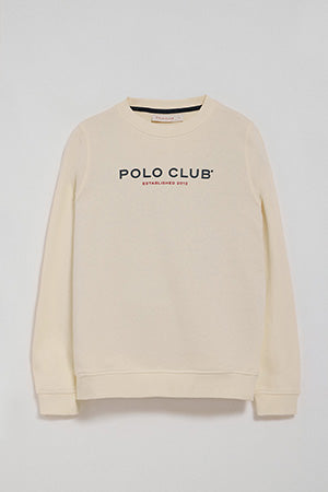 Sweatshirt cor crua e logo engomado Polo Club