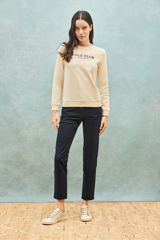 Sweatshirt cor crua e logo engomado Polo Club