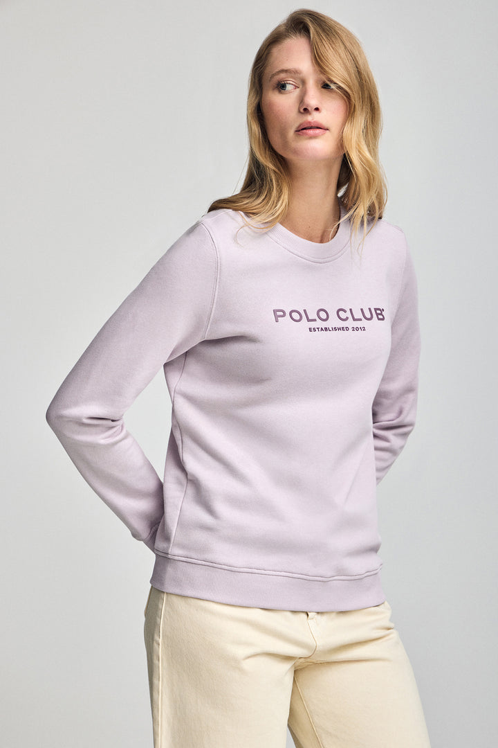 Lavender sweatshirt with Polo Club rubber logo