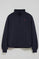 Sudadera azul marino de media cremallera y bordado Rigby Go