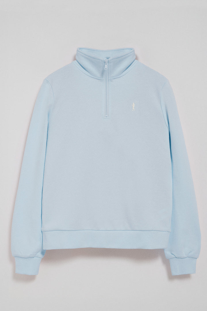Sudadera azul claro de media cremallera y bordado Rigby Go