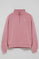 Sudadera rosa empolvado de media cremallera y bordado Rigby Go
