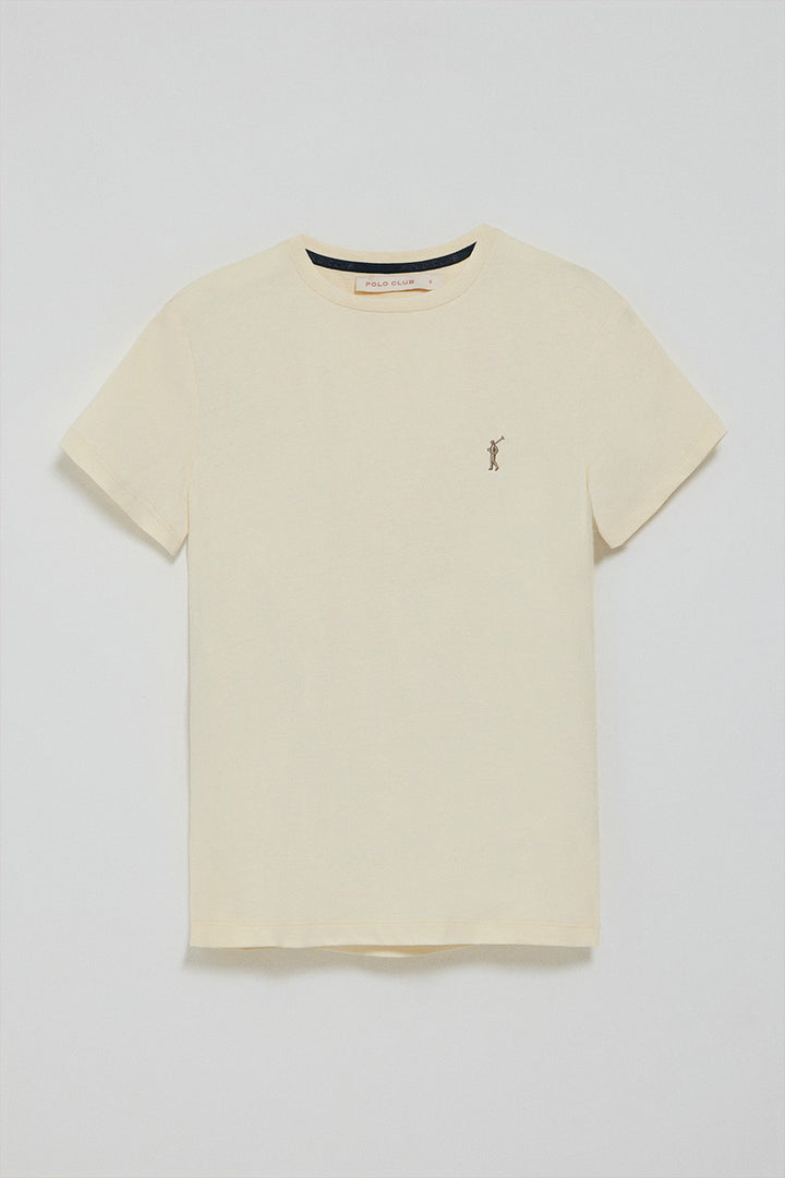 Nude round-neck T-shirt with Rigby Go embroidery