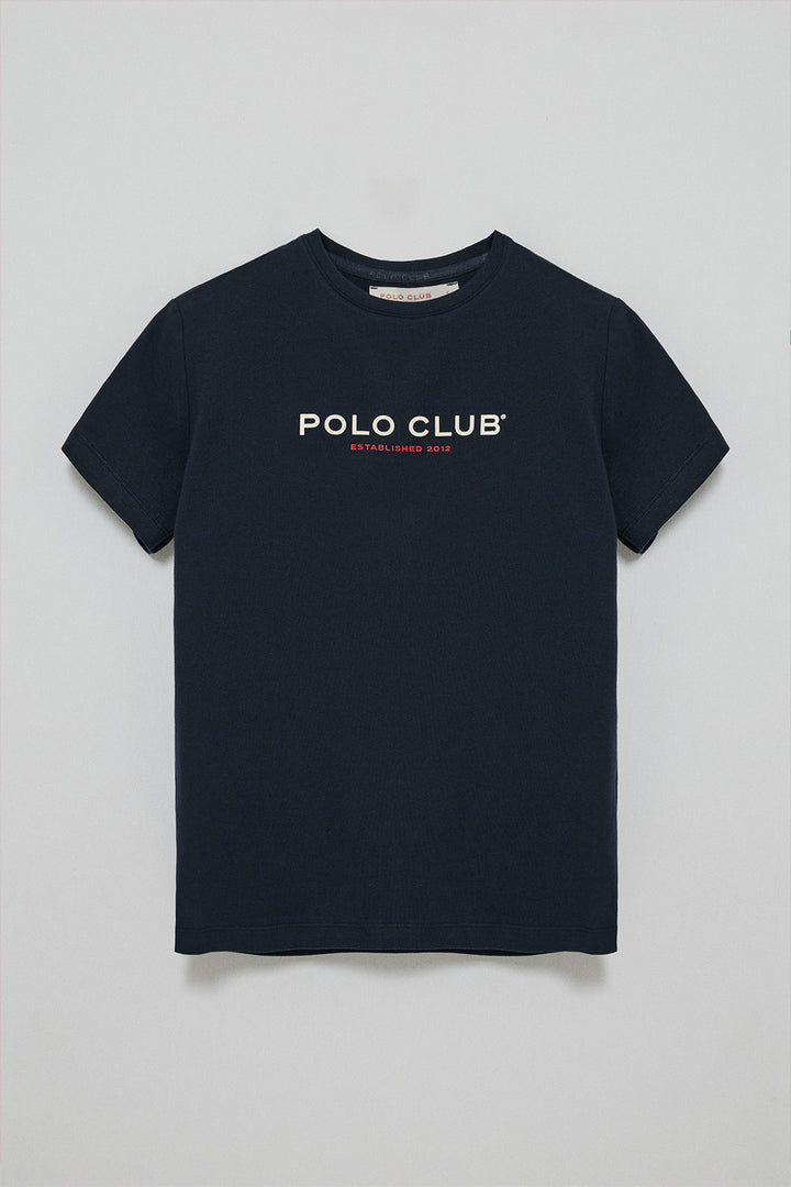Camiseta básica azul marino con logo engomado Polo Club