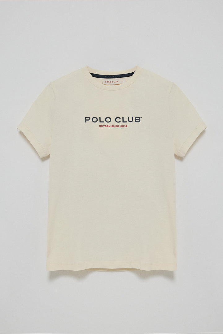 Nude basic T-shirt with Polo Club rubber logo
