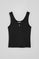 Black tank top with Rigby Go embroidery