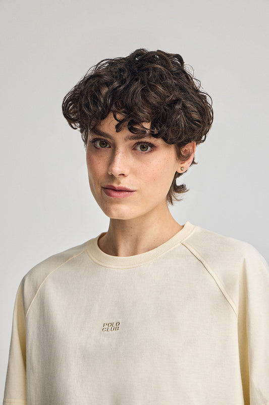 T-shirt cor crua Danae com logo bordado