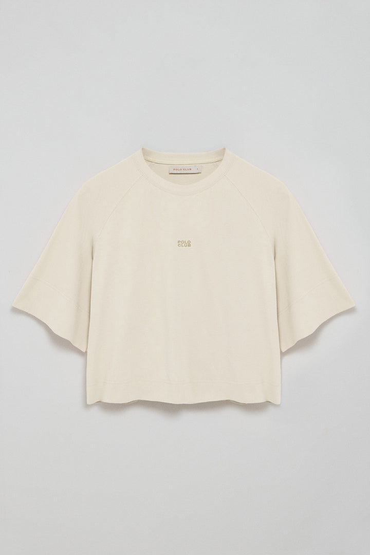Camiseta color crudo Danae con logo bordado