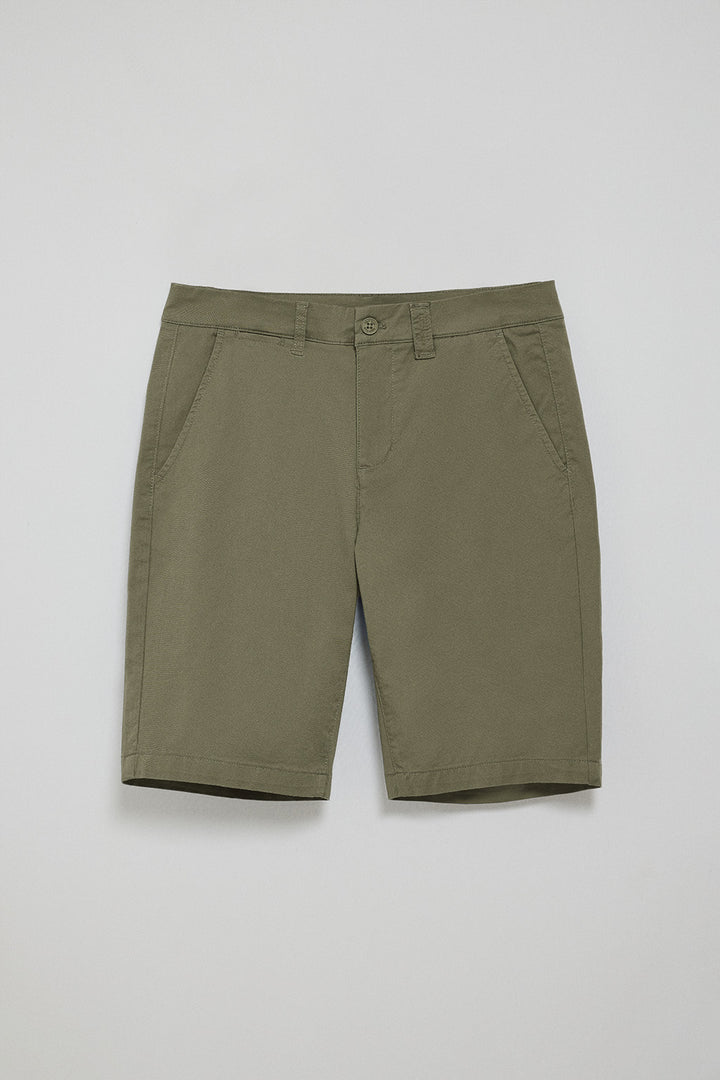 Bermudy relax w kolorze khaki, z logo Polo Club