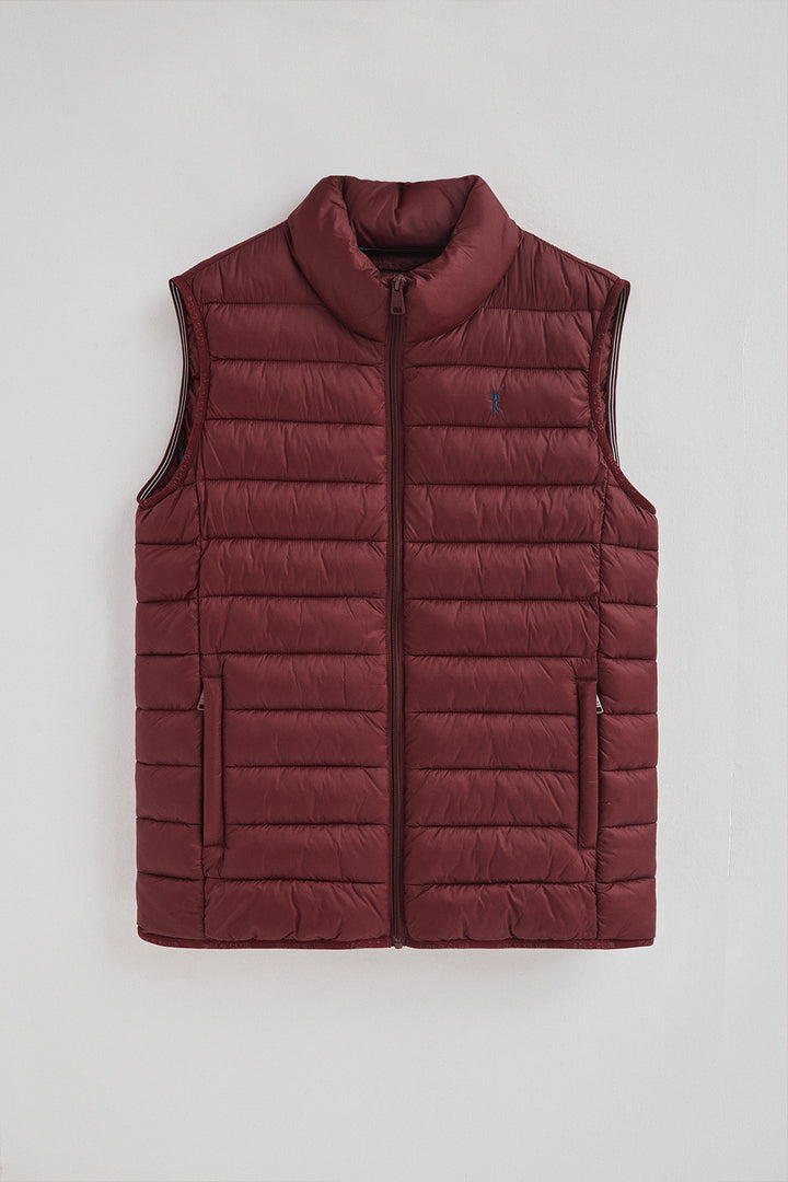 Chaleco ultralight granate con logo Rigby Go