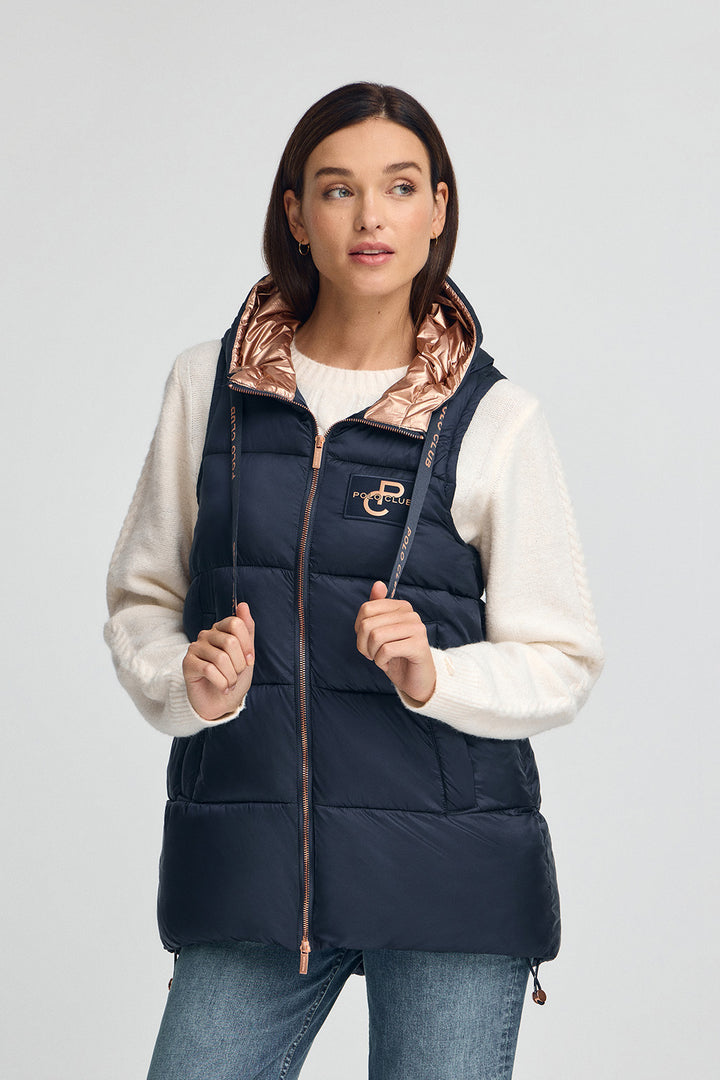 Chaleco acolchado azul marino con logo Polo Club