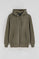 Sweatshirt verde militar com capuz e fecho de correr completo com logo Rigby Go