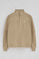 Sudadera marron claro con media cremallera y logo Rigby Go