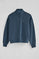 Sudadera azul denim de cuello alto y media cremallera con logo Polo Club