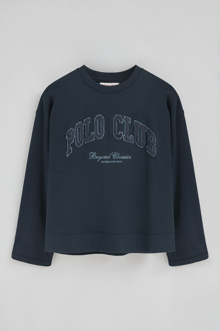 Sudadera azul marino de corte holgado con logo Established 2012 Polo Club