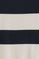 Sweter w paski w kolorach ecru i granatowym, z kołnierzykiem polo i naszywką Polo Club