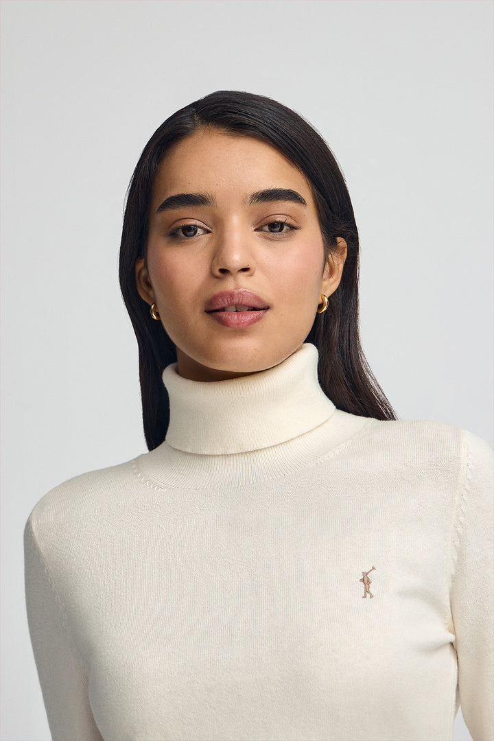 Nude turtleneck wool-blend jumper with Rigby Go embroidery