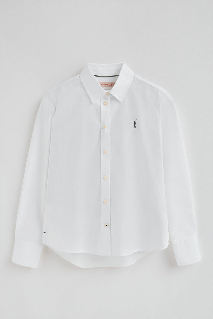 Camisa blanca de corte recto con logo Rigby Go