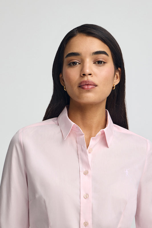 Camisa rosa de corte slim com logo Rigby Go