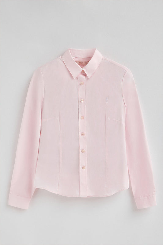 Camisa rosa de corte slim com logo Rigby Go