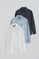 Pack de três camisas de popelina em branco, azul marinho e azul celeste, corte slim e logo Rigby Go