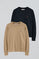 Pack mujer de dos jerseis de punto azul marino y marrón claro de algodón con cuello redondo y bordado Rigby Go
