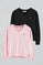 Pack mujer de dos jerseis de punto negro y rosa vigoré de algodón con cuello de pico y bordado Rigby Go