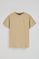 T-shirt castanha clara com decote redondo e bordado Rigby Go