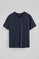 Camiseta azul marino con cuello pico y bordado Rigby Go