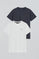 Pack de duas t-shirts para homem em azul marinho e branco, com decote redondo e bordado Rigby Go