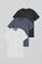 Pack de três t-shirts para homem em preto, azul denim e branco, com decote redondo e bordado Rigby Go