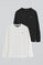 Pack de duas t-shirts para homem em branco e preto, de manga comprida e bordado Rigby Go