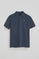 Polo azul denim em piqué com logo bordado Rigby Go