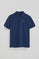 Polo azul índigo em piqué com logo bordado Rigby Go