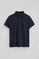 Polo azul marinho slim em piqué com logo bordado Rigby Go