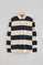 Polo de manga comprida às riscas em azul marinho e cor crua com bordado Rigby Go
