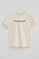 T-shirt cor crua de manga curta com logo Established 2012 Polo Club