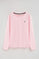 T-shirt rosa de manga comprida e decote redondo com logo bordado Rigby Go
