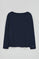 T-shirt azul marinho de manga comprida e decote à barco Polo Club