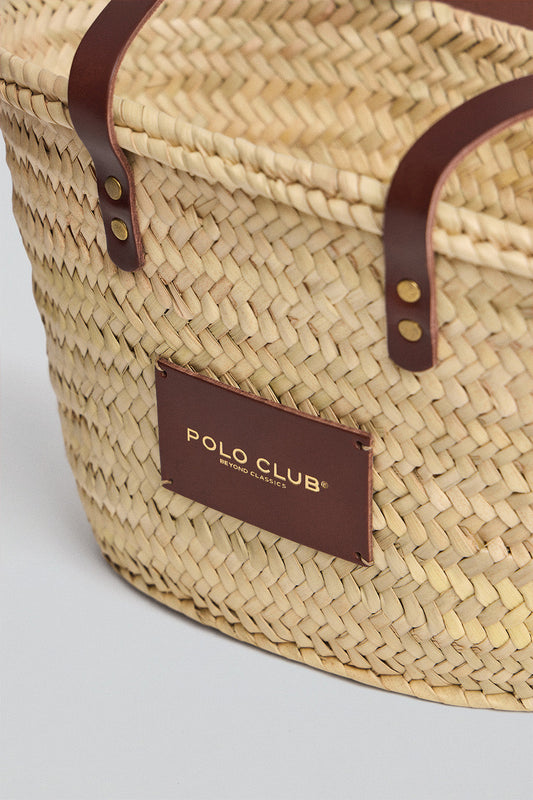 Cesto pequeno em cor natural com logotipo Polo Club