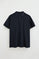 Navy-blue garment-dyed polo shirt with Rigby Go embroidered logo