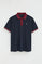 Navy-blue polo shirt with contrast details and Rigby Go embroidery