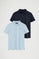 Pack hombre de dos polos azul marino y azul claro de corte slim con bordado Rigby Go